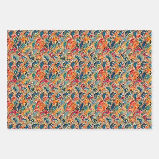 Feuille De Papier Cadeau Livre d'art marbré Ebru turc (Devant 3)