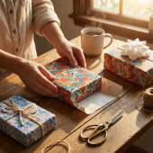 Feuille De Papier Cadeau Livre d'art marbré Ebru turc