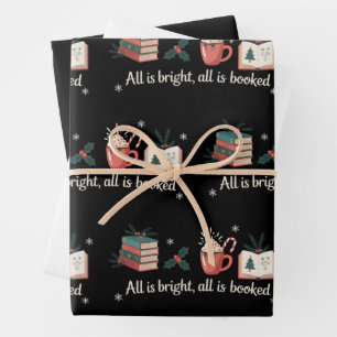 Feuille De Papier Cadeau Livres de Noël Amoureux de la Lecture Lecteurs Fêt
