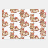 Feuille De Papier Cadeau Livres Et Fleurs (Devant)