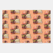 Feuille De Papier Cadeau Livres Et Thé (Devant 3)