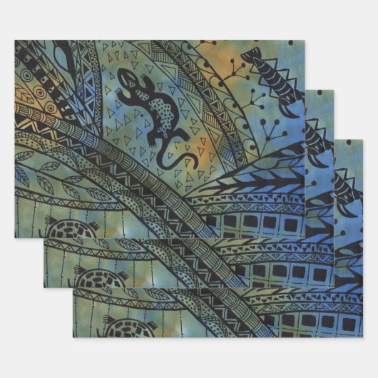Feuille De Papier Cadeau Lizard Batik (Lot)