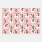 Feuille De Papier Cadeau Llamas et cactus Motif de Noël (Devant 3)