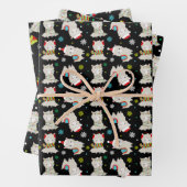 Feuille De Papier Cadeau Llamas Festive de Noël en noir (En situation)