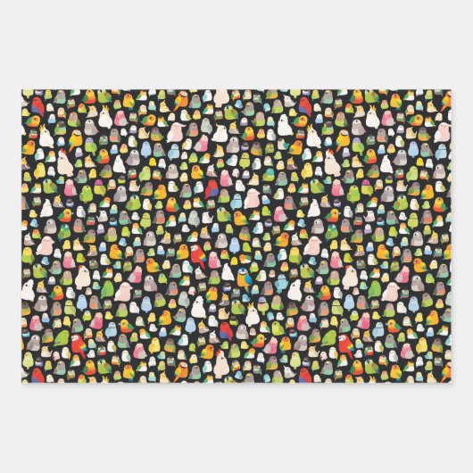 Feuille De Papier Cadeau Loafs d'oiseaux (noir) (Devant)