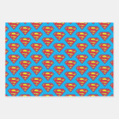 Feuille De Papier Cadeau Logo classique Supergirl avec fond bleu (Devant 3)