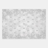 Feuille De Papier Cadeau logo de l'entreprise Flammes de neige en argent de (Devant)