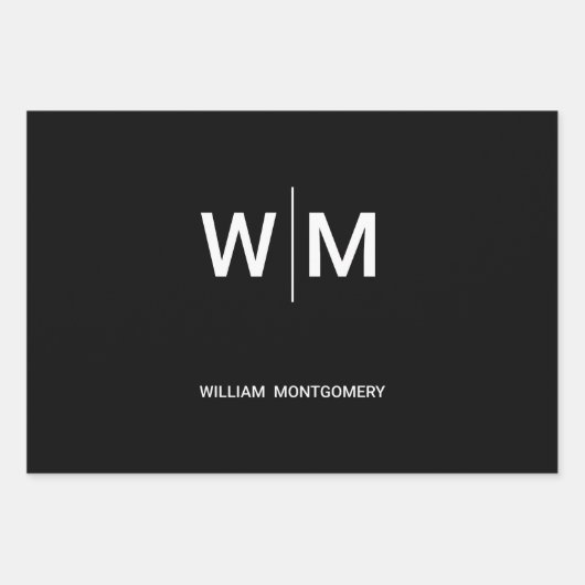 Feuille De Papier Cadeau Logo de marque noire | Entreprise (Devant)