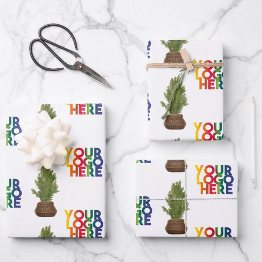 Feuille De Papier Cadeau Logo de société moderne Arbre de Noël Fêtes (Recto)