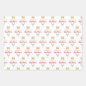 Feuille De Papier Cadeau Logo d'entreprise de rennes rouges blancs de Noël (Devant 2)