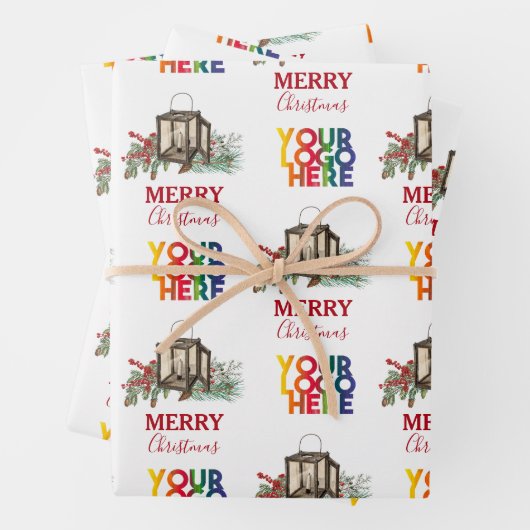 Feuille De Papier Cadeau Logo d'entreprise rustique Noël (En situation)