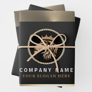 Feuille De Papier Cadeau Logo Professionnel Élégant Gold Lion