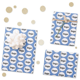 Feuille De Papier Cadeau Logo simple Motif de marque commerciale bleu