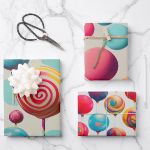 Feuille De Papier Cadeau Lollipopes amusants et tout Candy Lane