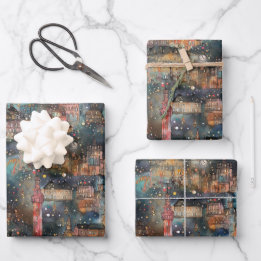 Feuille De Papier Cadeau Londres à Noël & Nouvel An en aquarelles