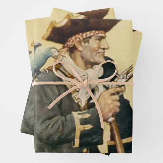 Feuille De Papier Cadeau "Long John Silver" de "Treasure Island" (En situation)