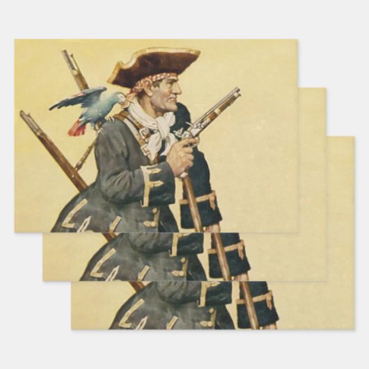 Feuille De Papier Cadeau "Long John Silver" de "Treasure Island" (Lot)