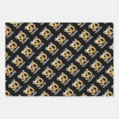 Feuille De Papier Cadeau L'or noir brille à 50 ans Anniversaire (Devant 2)