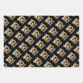 Feuille De Papier Cadeau L'or noir brille à 50 ans Anniversaire (Devant 3)