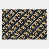 Feuille De Papier Cadeau L'or noir brille à 70 ans Anniversaire (Devant)