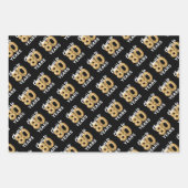 Feuille De Papier Cadeau L'or noir brille à 80 ans Anniversaire (Devant 3)