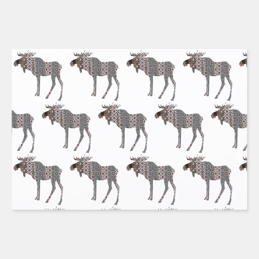 Feuille De Papier Cadeau L'orignal en liberté (Devant 2)