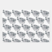 Feuille De Papier Cadeau Loup hurlant (Devant 2)