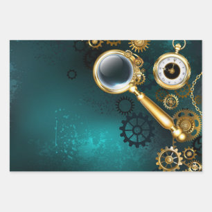 Feuille De Papier Cadeau Loupe en style Steampunk