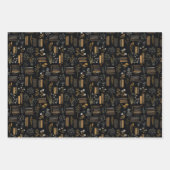 Feuille De Papier Cadeau Louveur de livre élégant - Dark Academia (Devant)