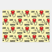 Feuille De Papier Cadeau Love a Nurse Heart Stethoscope Design (Devant 3)