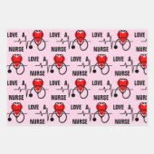 Feuille De Papier Cadeau Love a Nurse Heart Stethoscope Design (Devant 2)