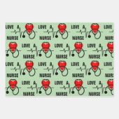 Feuille De Papier Cadeau Love a Nurse Heart Stethoscope Design (Devant)