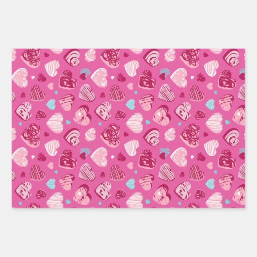 Feuille De Papier Cadeau Love and Heart Sketch Motif rose Saint-Valentin (Devant 3)