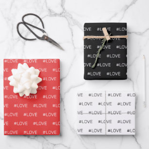 Feuille De Papier Cadeau Love Black Red White Motif