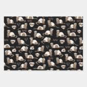 Feuille De Papier Cadeau Love Ferrets - Bleu Noir Rose (Devant)