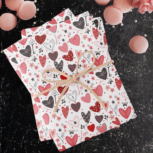 Feuille De Papier Cadeau Love Heart Motif