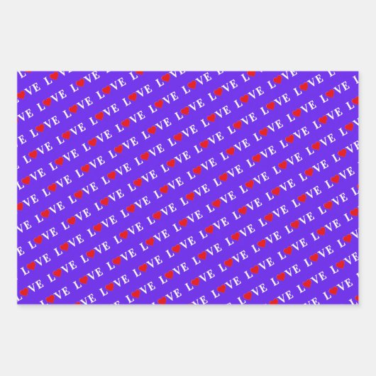 Feuille De Papier Cadeau LOVE Lavender Orange Noir (Devant)