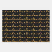 Feuille De Papier Cadeau Love Stylish Gold Motif noir (Devant)