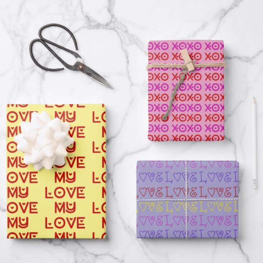 Feuille De Papier Cadeau Love Trio (Recto)