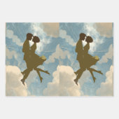 Feuille De Papier Cadeau Lovers Couple in the Blue Sky Collage (Devant)