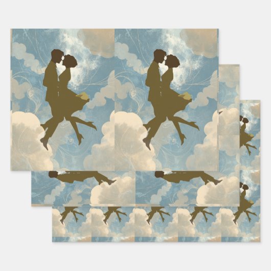 Feuille De Papier Cadeau Lovers Couple in the Blue Sky Collage (Lot)