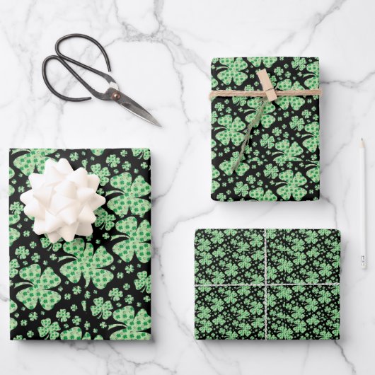 Feuille De Papier Cadeau Lucky Four Leaf Clover St Patrick Irish (Recto)