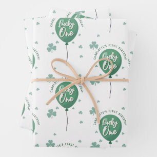 Feuille De Papier Cadeau Lucky One 1er Anniversaire St Patricks Trèfle Ball