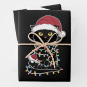 Feuille De Papier Cadeau Lumières de Noël Amoureux de les chats amusantes (En situation)