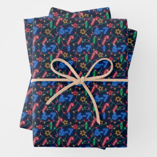 Feuille De Papier Cadeau Lumières de Noël drôles de Noël Neon 67 Meme