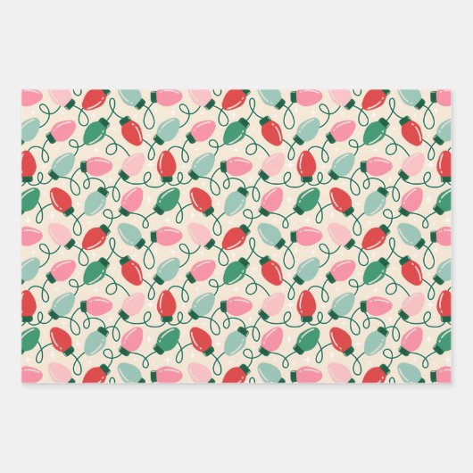 Feuille De Papier Cadeau Lumières de Noël rétro (Devant 3)