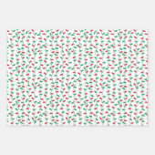 Feuille De Papier Cadeau Lumières de Noël rouges et vertes (Devant)