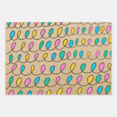 Feuille De Papier Cadeau Lumières de Noël Rustique Kraft (Devant)