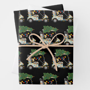 Feuille De Papier Cadeau Lumières de sapin de Noël pour chariot de golf Xma