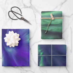 Feuille De Papier Cadeau Lumières Nord colorées